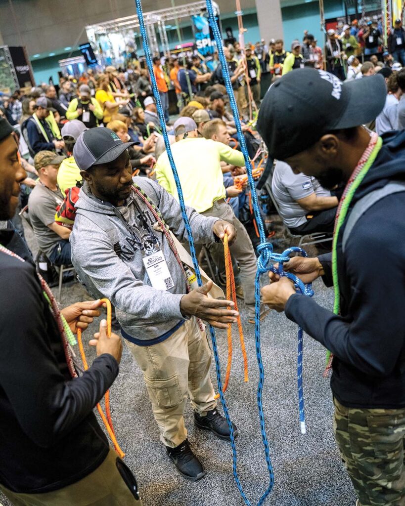 TCI EXPO Climb will feature more than 15 ropes rigged from the open-truss ceiling, allowing attendees to try out gear.